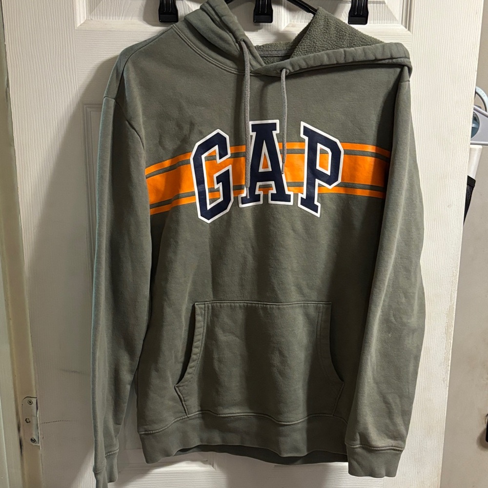 GAP Olive Hoodie with Orange Stripe